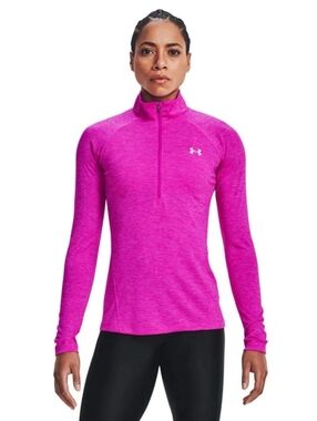 UNDER ARMOUR Women's Tech 1/2 Zip Long Sleeve in Meteor Pink Size S 17" PTP